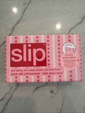slip Pink Heart-Striped Pure Silk Pillowcase - sealed in original packaging